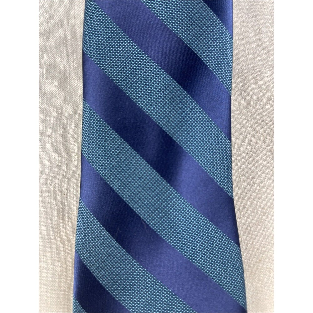 Arrow USA 1851 Men's Necktie - Green/Blue Diagonal Stripe ‘Silk-Look’ Dress Tie